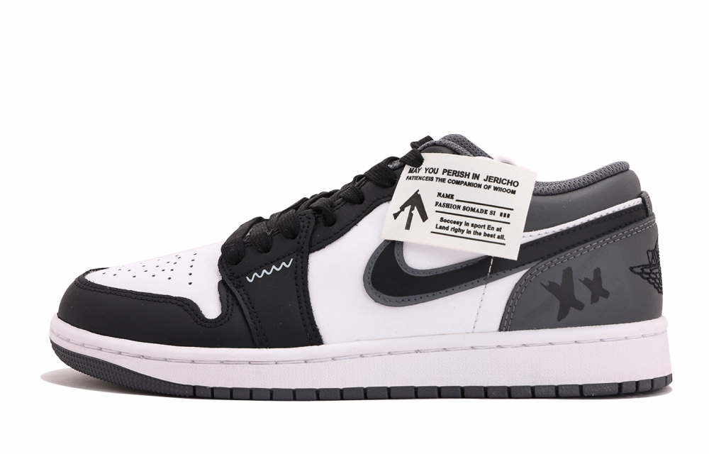 Jordan Air Jordan 1 Abrasion Resistant Low top Vintage Basketball Shoes Unisex Black White