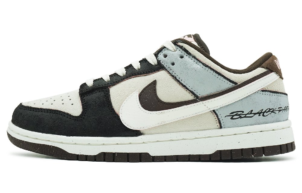 Nike Dunk Low Top Skateboard Shoes Women's Black White Cyan