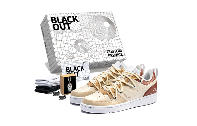 Nike Court Borough Low 2 Low-Top Skateboard Shoes GS Beige Red