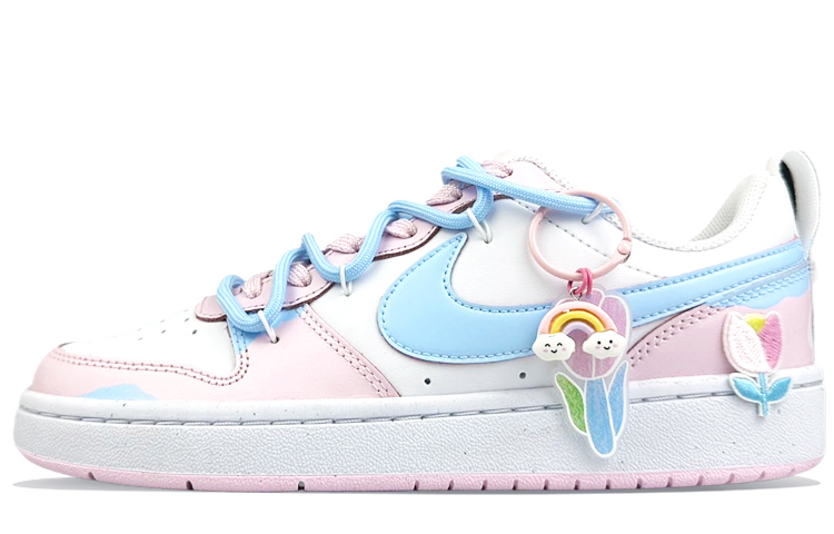 Nike Court Borough Anti-Slip Wear-Resistant Low-Top Skateboard Shoes Women's Pink White