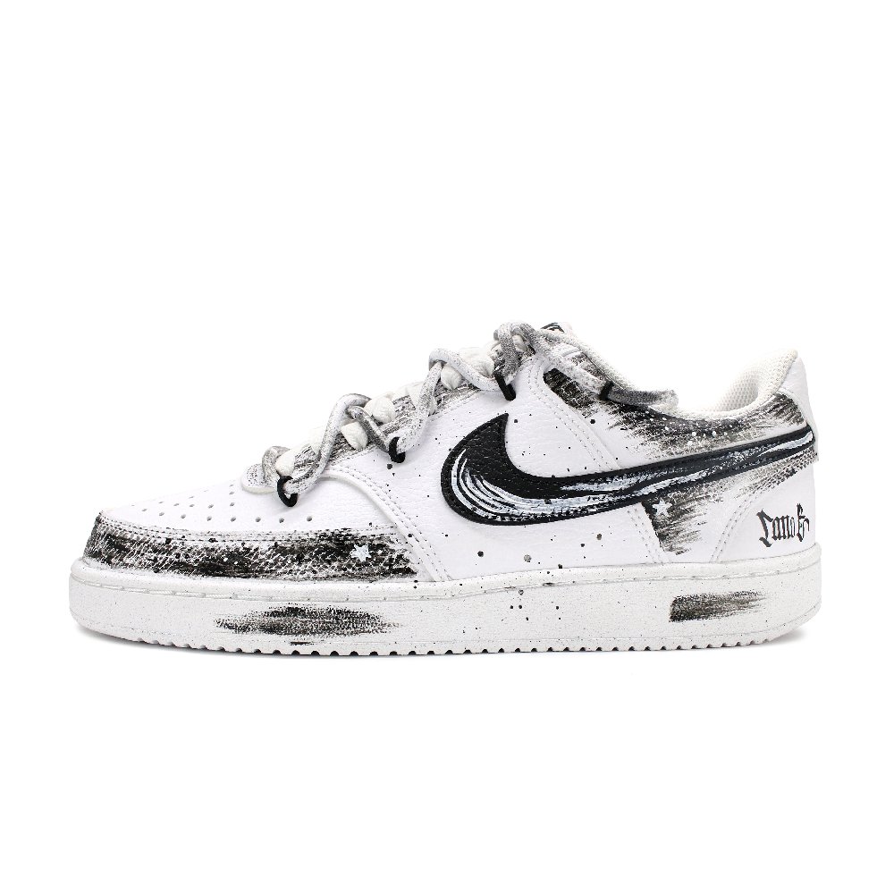 Nike Court Vision 1 Anti-Slip Wear-Resistant Low-Top Skateboard Shoes Men's Black White