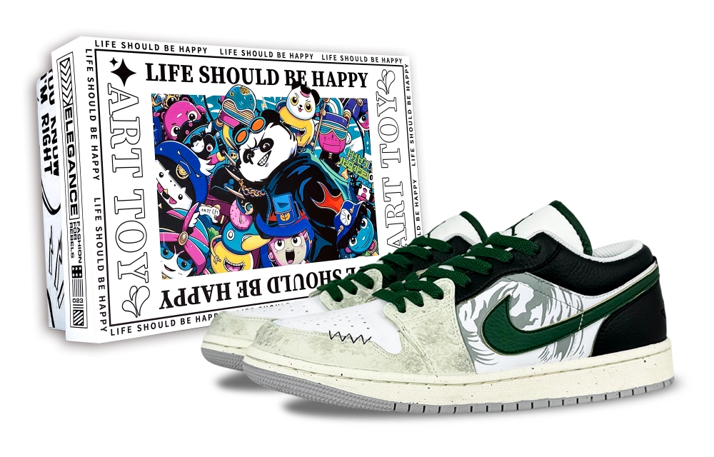 Jordan Air Jordan 1 Xuanwu, Trendy Toy, Box Abrasion Resistant Low Top Vintage Basketball Shoes Unisex White Green