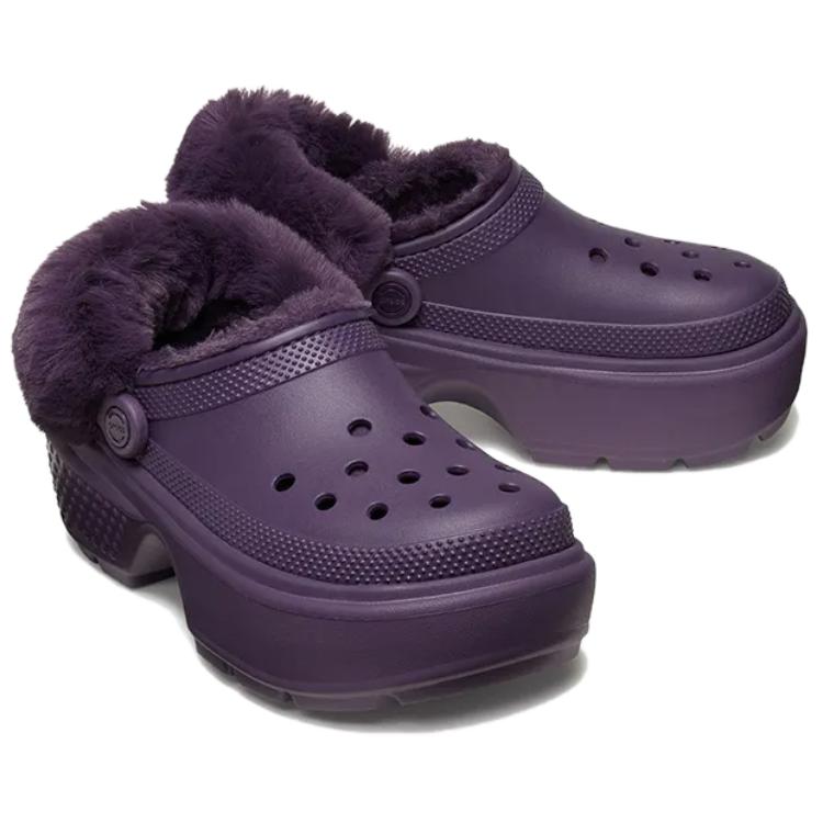 Crocs Clogs Women's Deep Iris Purple Plush Section Non Detachable