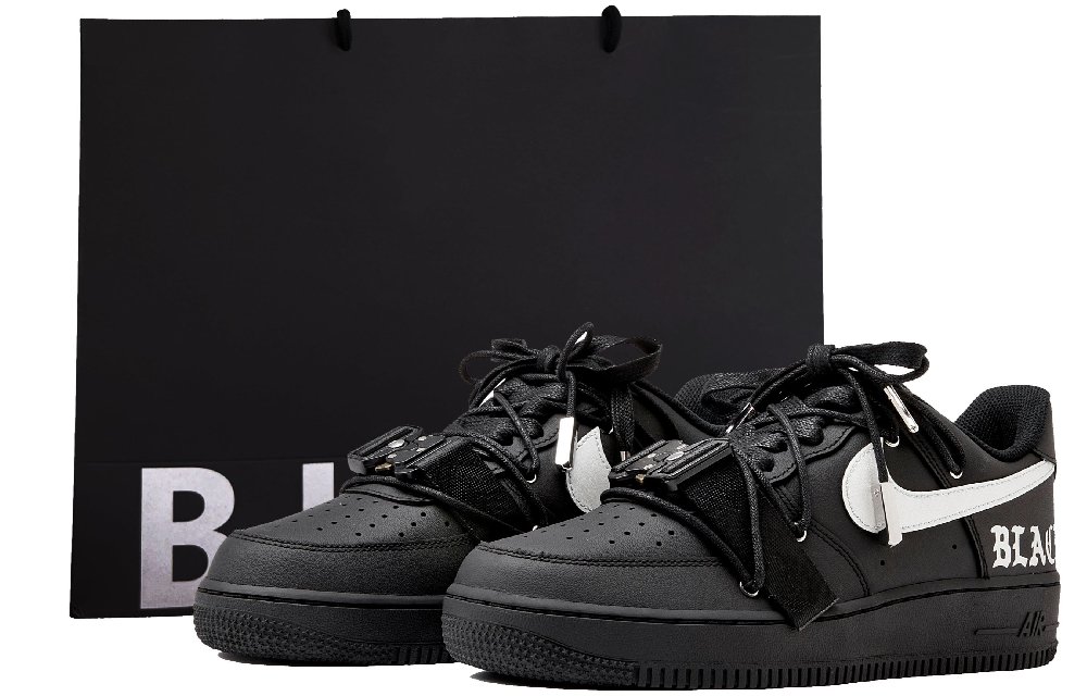 Nike Air Force 1 Slip-Resistant Coverage Low-Top Skateboard Shoes Women's Black Silver