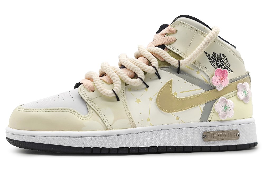 Jordan Air Jordan 1 Mid Mid-Top Vintage Basketball Shoes Men's Yellow White