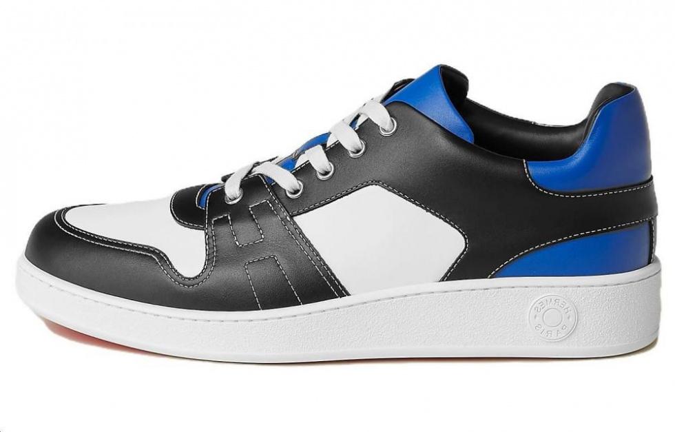 HERMES Skateboard Shoes Men Low-Top Black White Blue