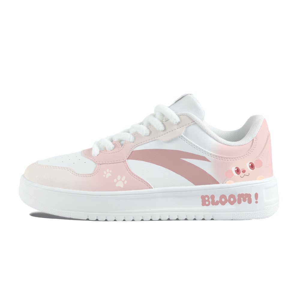 Anta Relaxed Coverage Slip Resistant And Abrasion Resistant Low Top Skateboard Shoes Unisex White Pink