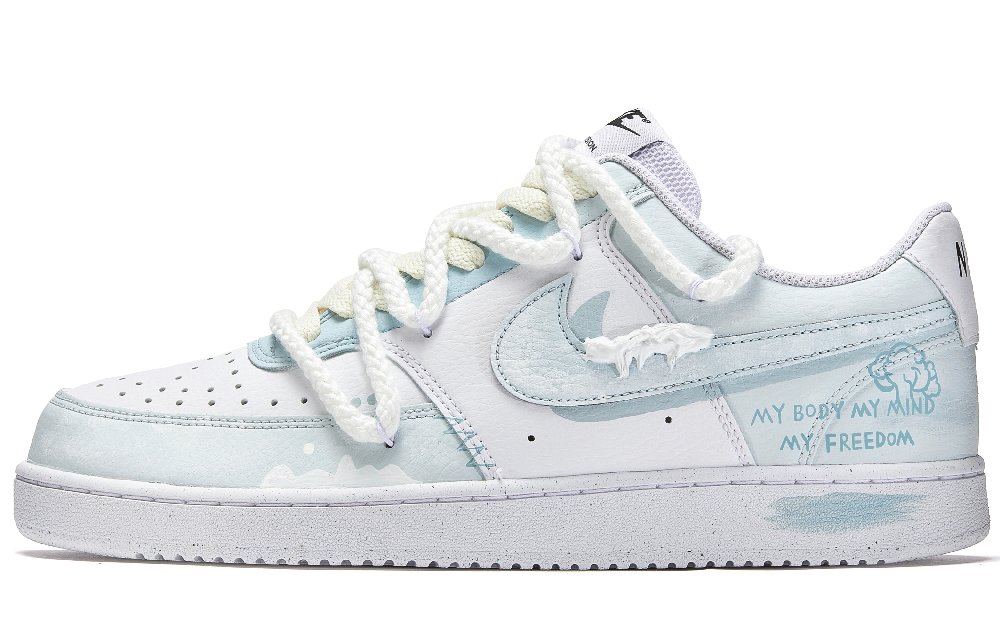 Nike Court Vision 1 Well Sky Blue Smoke Slip-Resistant Cushioning Low-Top Skateboard Shoes Men's Blue White