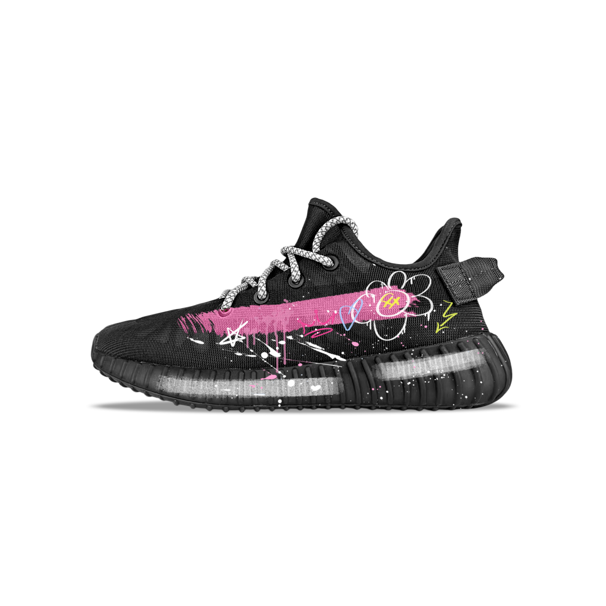 Adidas Originals Yeezy Boost 350 V2 Cushioning Abrasion Resistant Lightweight Low top Casual Shoes Unisex Black Pink