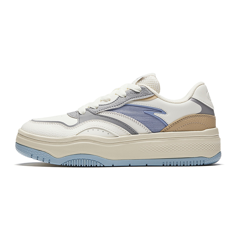 Anta Street Play Series Anti Slip Wear Resistant Low Top Skateboard Shoes Women's White Gray Blue