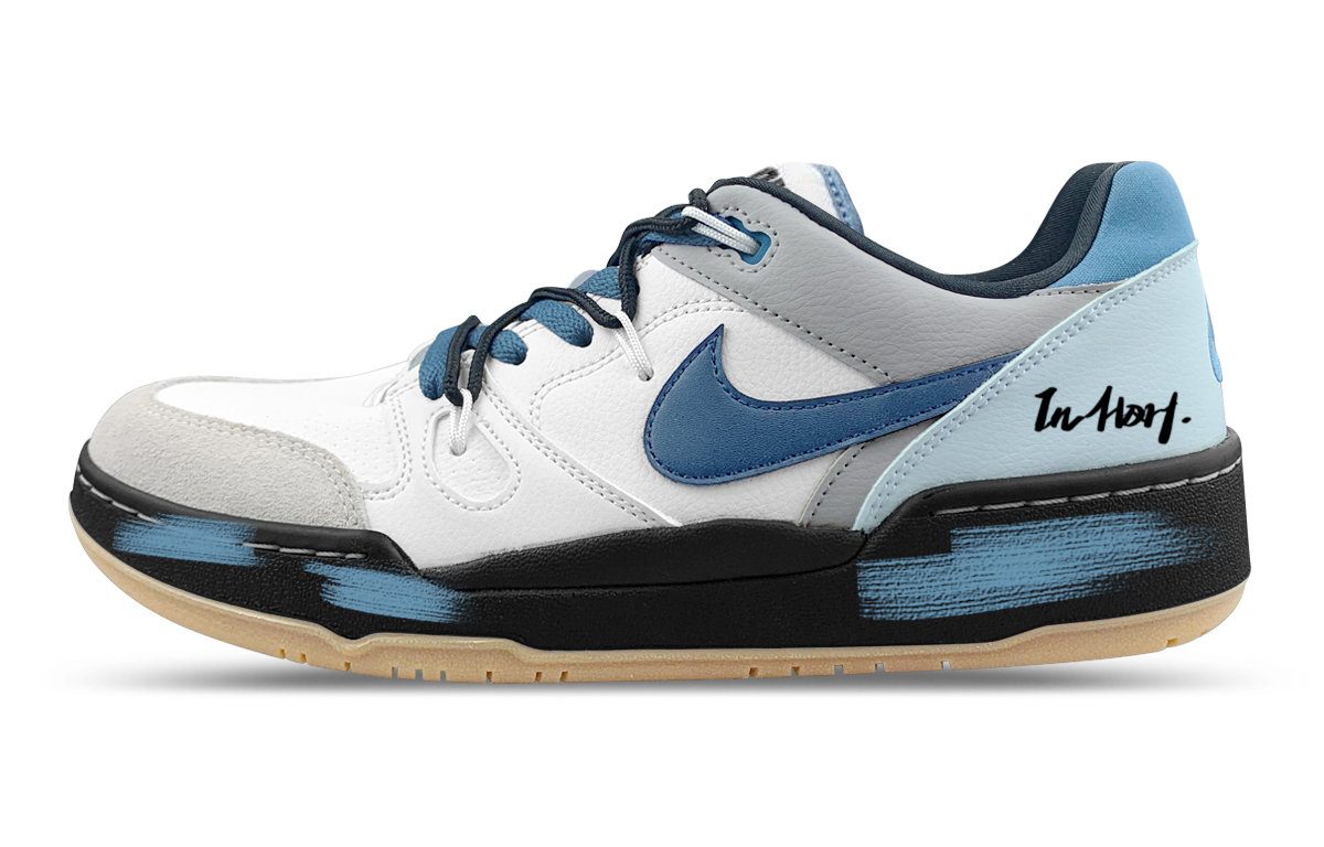 Nike Full Force Low top Skateboard Shoes Men's Black White Blue