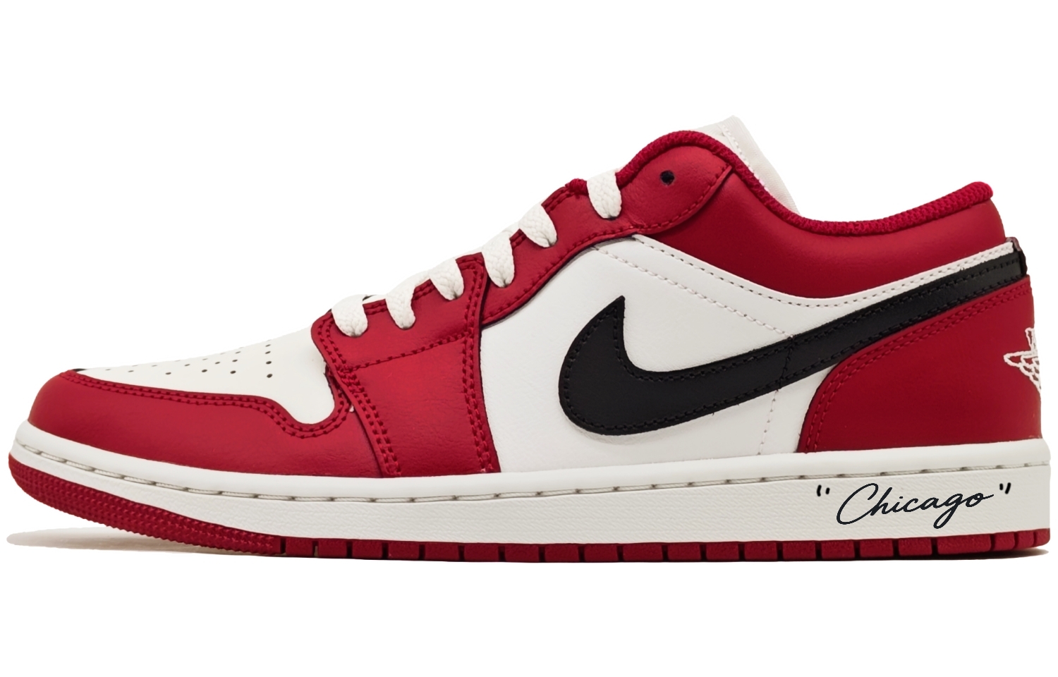 Jordan Air Jordan 1 Chicago Red Abrasion Resistant Low top Vintage Basketball Shoes Men's Red White Black