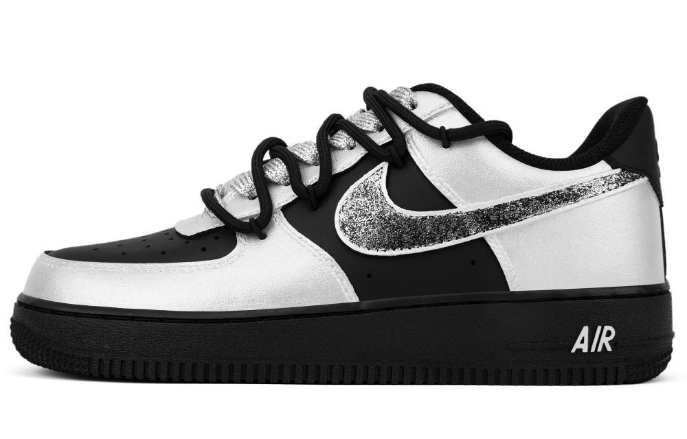 Nike Air Force 1 Anti-Slip And Wear-Resistant Lightweight Low-Top Skateboard Shoes Men's Black Silver