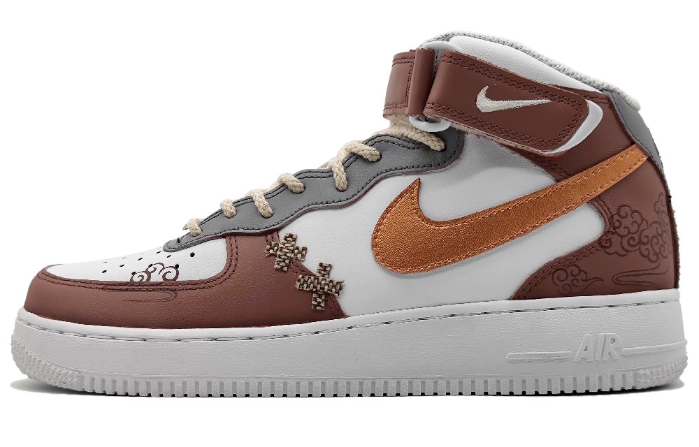 Nike Air Force 1 07 Air Force 1 Mid-Top Skateboard Shoes Men's White Brown