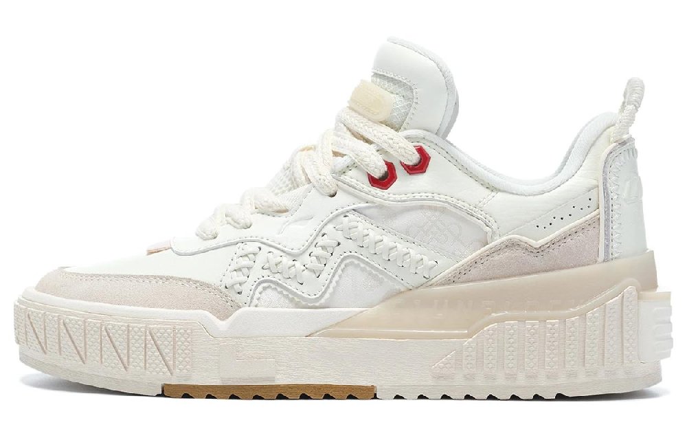LiNing 001 UNBLOCK Unblock Anti-Slip Wear-Resistant Low-Top Skateboard Shoes Women's Vanilla White Egg Cream Gray