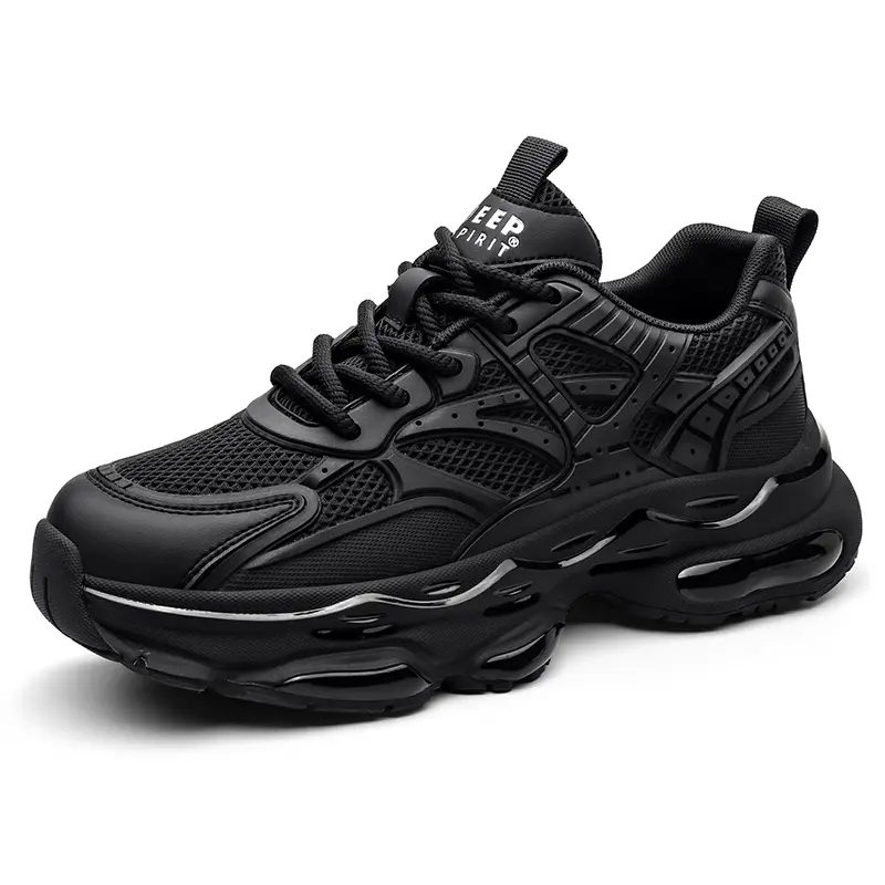 JEEP SPIRIT Polar Pulse Triple Black, Everyday Commute Casual Shoes Low top Chunky Sneakers Men's Jet Black