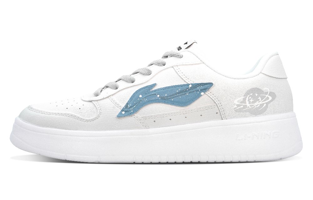 LiNing Pontoon Boats Abrasion Resistant Impact Resistance Low Top Skateboard Shoes Men's White Blue Gray