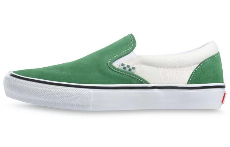 Vans Slip on Turn Fur Splicing Low Top Casual Canvas Skate Shoes Unisex Retro Green