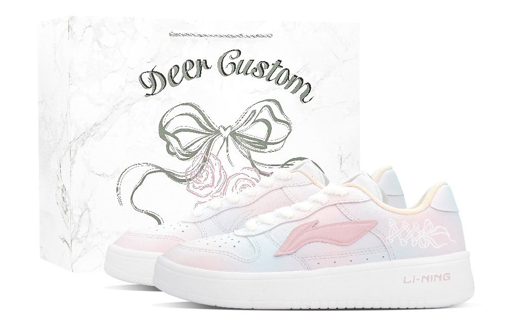 LiNing Pontoon Boats Height Increasing Abrasion Resistant Low Top Skateboard Shoes Women's Blue Pink