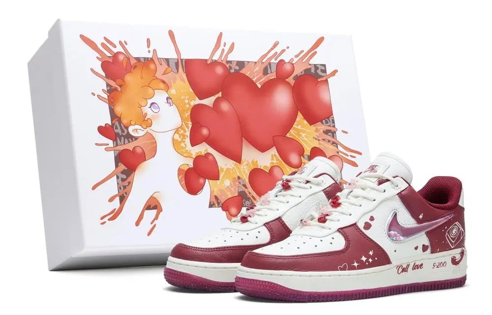 Nike Air Force 1 'Valentine Day' Low-Top Skateboard Shoes Women's White Red