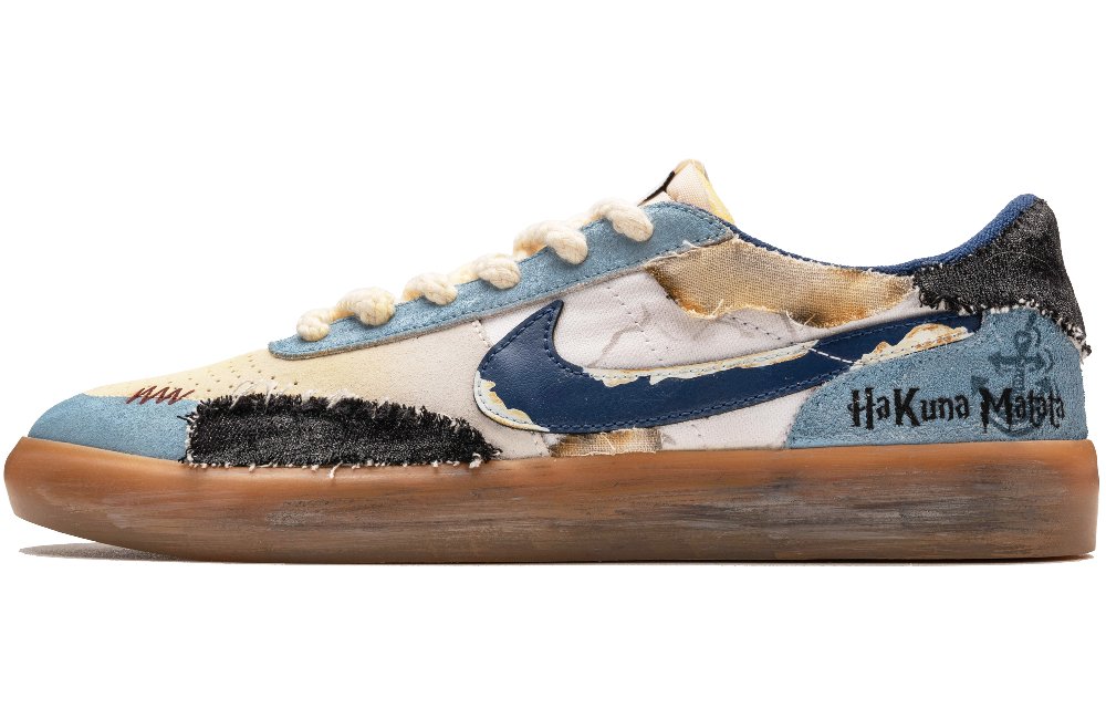 Nike Heritage Anti-Slip Wear-Resistant Low-Top Skateboard Shoes Unisex Beige Blue Black