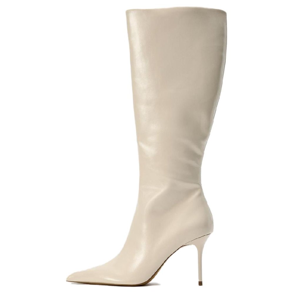 ZARA Knee-high Boots 8.5cm Women's White