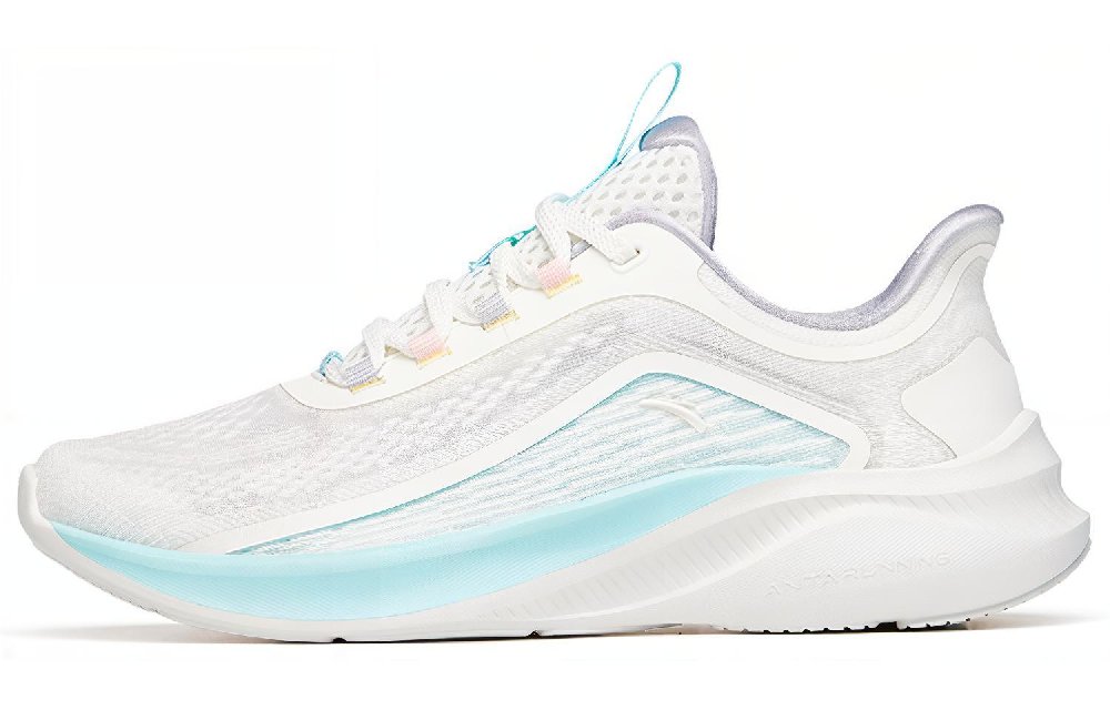 Anta Cushioned Anti-Slip Wear-Resistant Breathable Lightweight Low-Top Running Shoes Women's White Blue