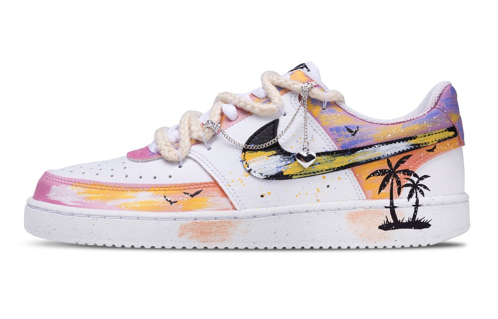 Nike Court Vision 1 Slip Resistant Balance Low Top Skateboard Shoes Women's White