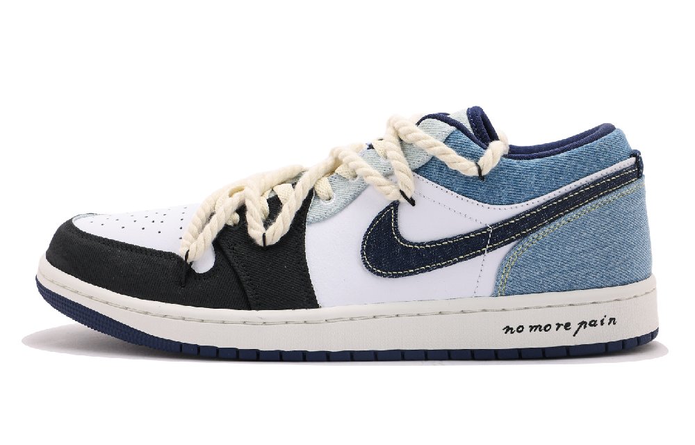 Jordan Air Jordan 1 Abrasion Resistant Low Top Vintage Basketball Shoes Men's White Blue