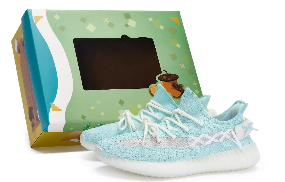 Adidas Originals Yeezy Boost 350 V2 Anti-Slip Wear-Resistant Low-Top Casual Shoes Unisex White Blue