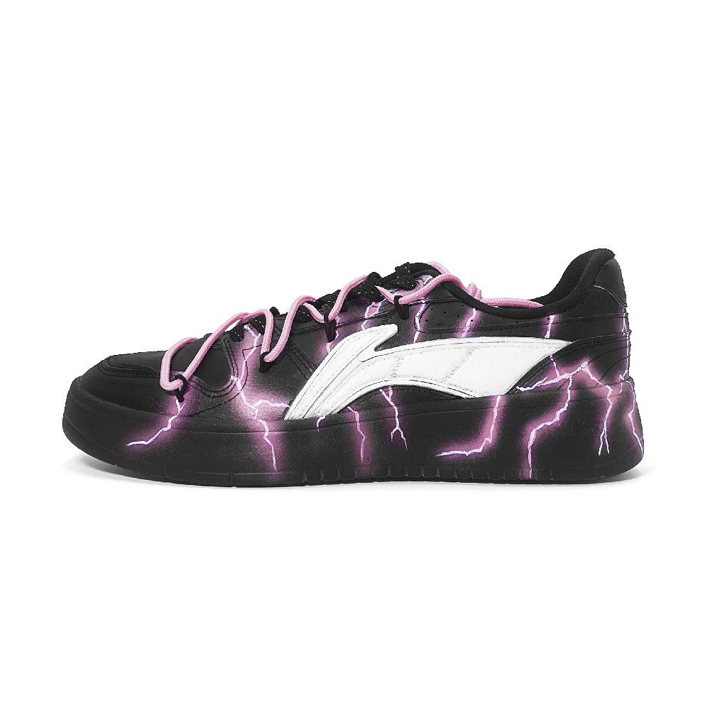 LiNing Slip Resistant Cushioning Low Top Skateboard Shoes Men's Black Pink White