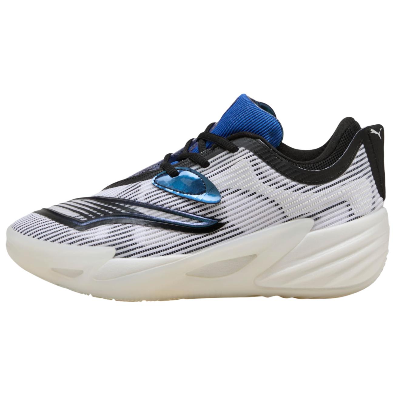 PUMA ALL PRO NITRO 2 Cushioning Abrasion Resistant Breathable Low top Basketball Shoes Unisex White Black