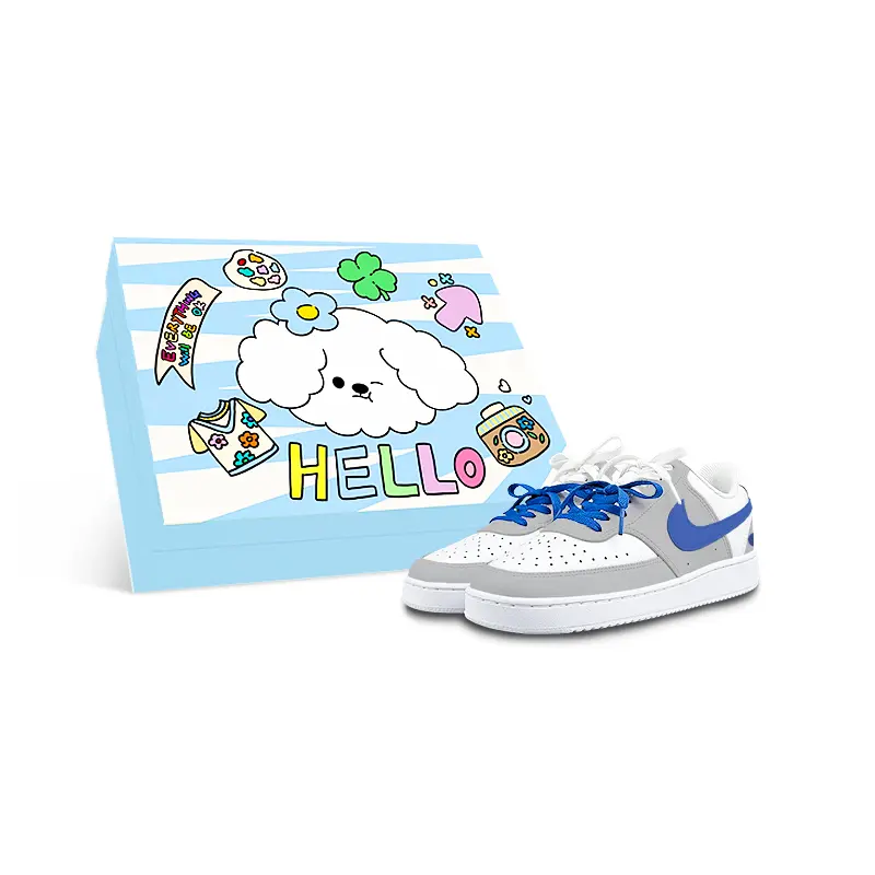 Nike Court Vision 1 Low top Skateboard Shoes Women's White Blue