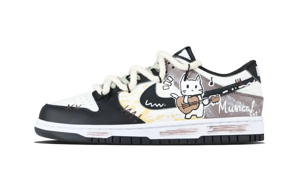 Nike Dunk Meow Harmony Abrasion Resistant Low top Skateboard Shoes Unisex Black Gray