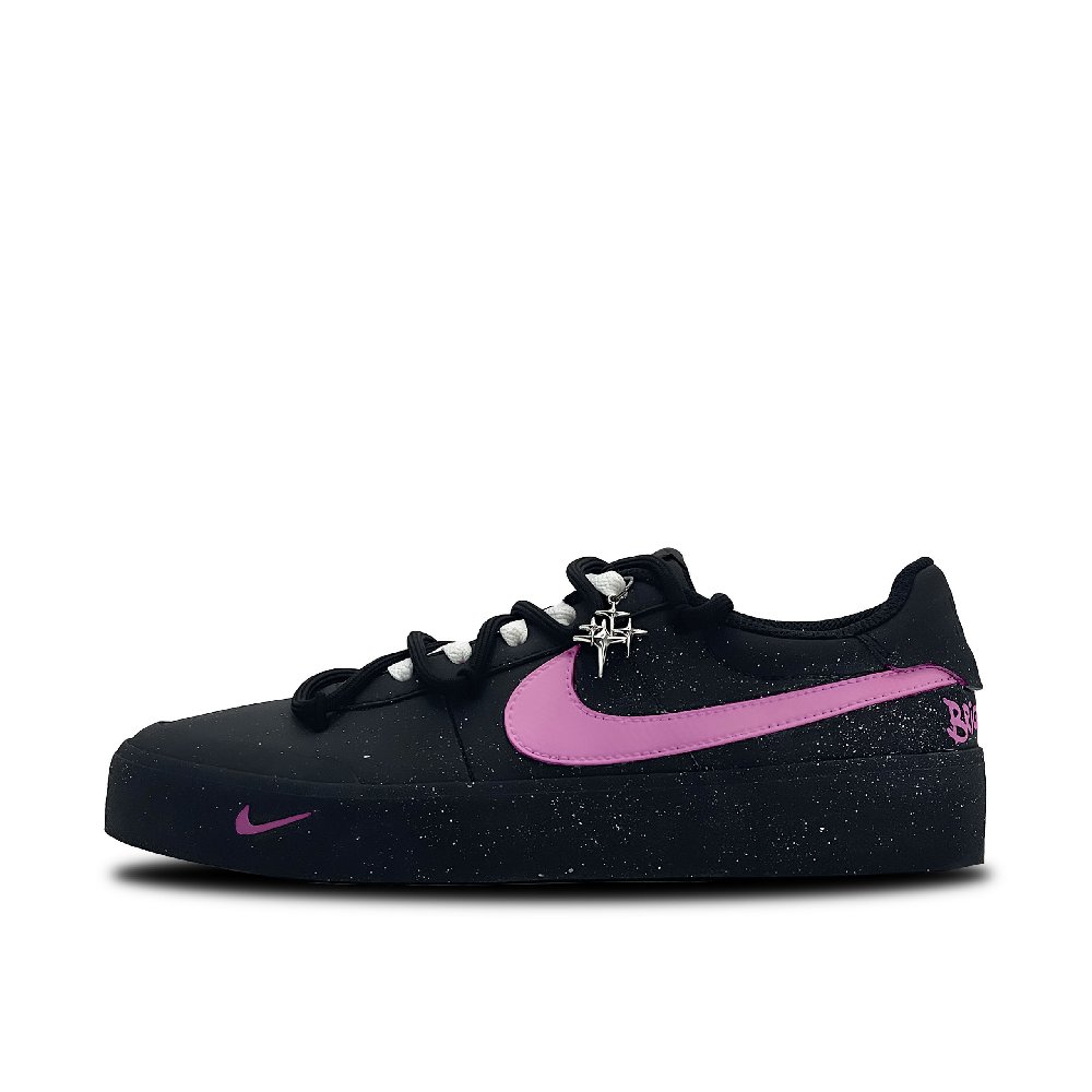 Nike Court Shot Pink Star Feather Abrasion Resistant Low Top Skateboard Shoes Men's Black White Pink