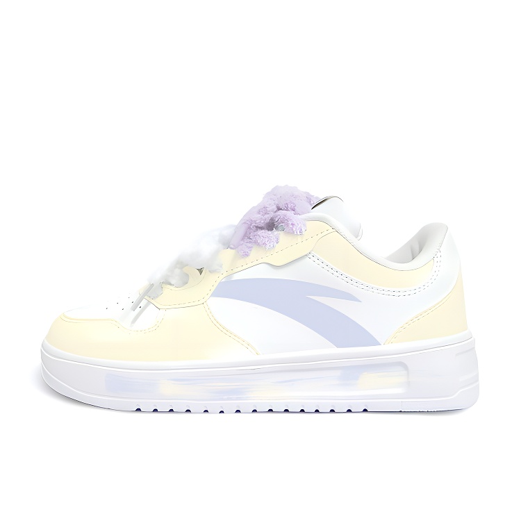 Anta Relaxed Anti Slip Wear Resistant Low Top Skateboard Shoes Unisex Purple Yellow