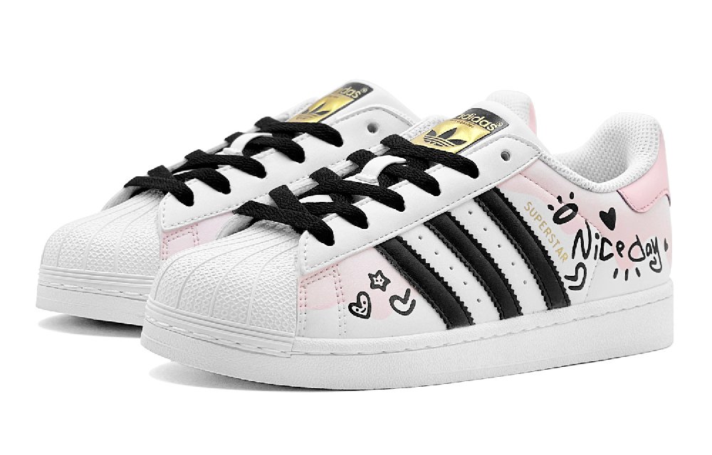Adidas Originals Superstar Skateboard Shoes Unisex Low-Top Pink/Black/White