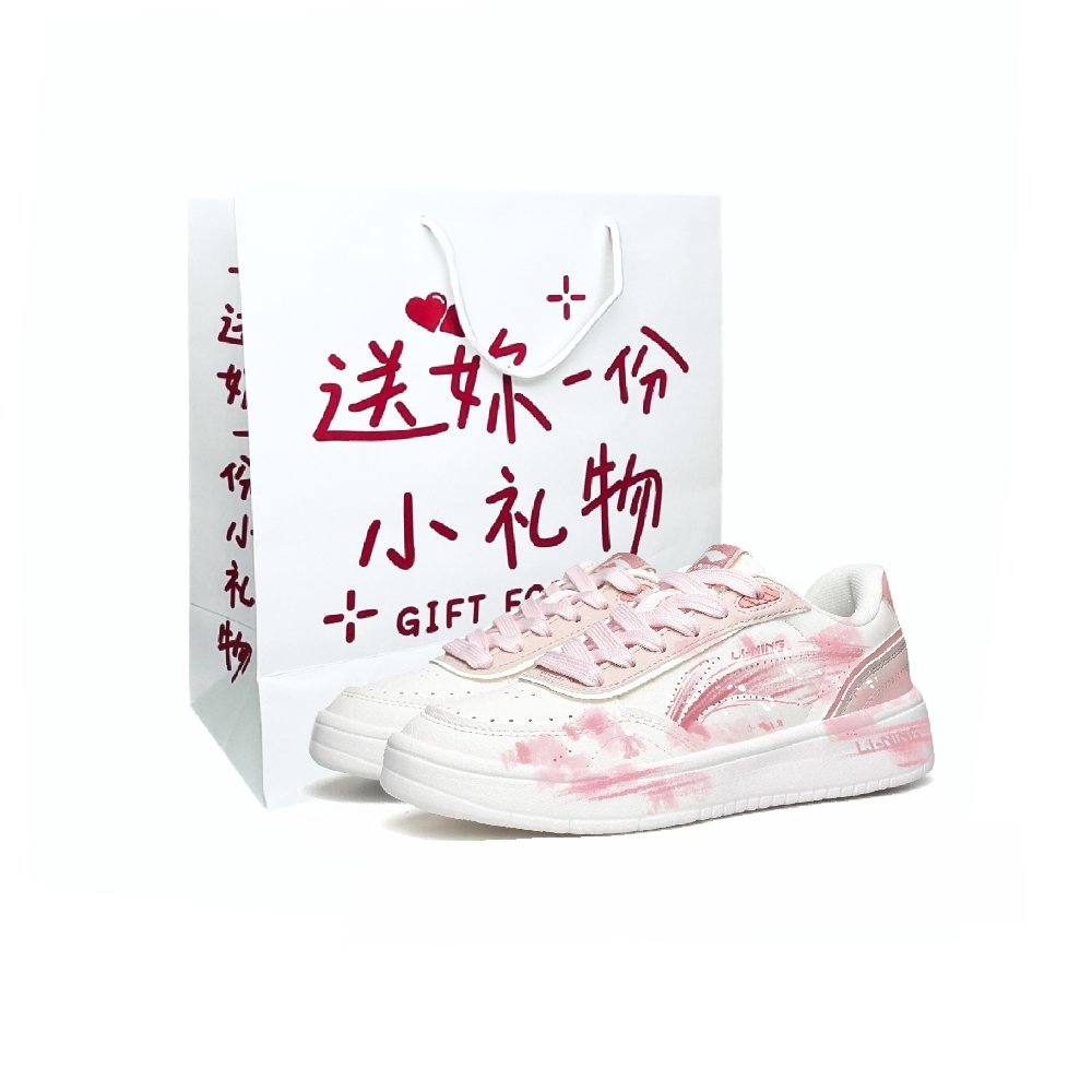LiNing Su Anti Slip Wear Resistant Low Top Skateboard Shoes Women's White Pink