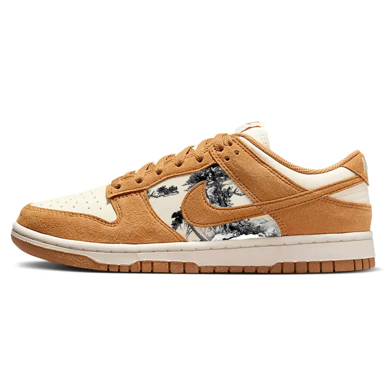 Nike Dunk Anti-Slip Wear-Resistant Low-Top Skateboard Shoes Unisex Yellow Rice