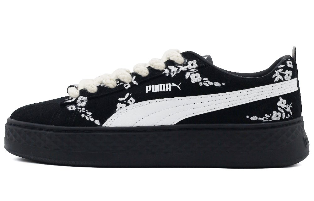 PUMA Smash Platform Non-slip Lightweight Low-Top Skateboard Shoes Women's Black White