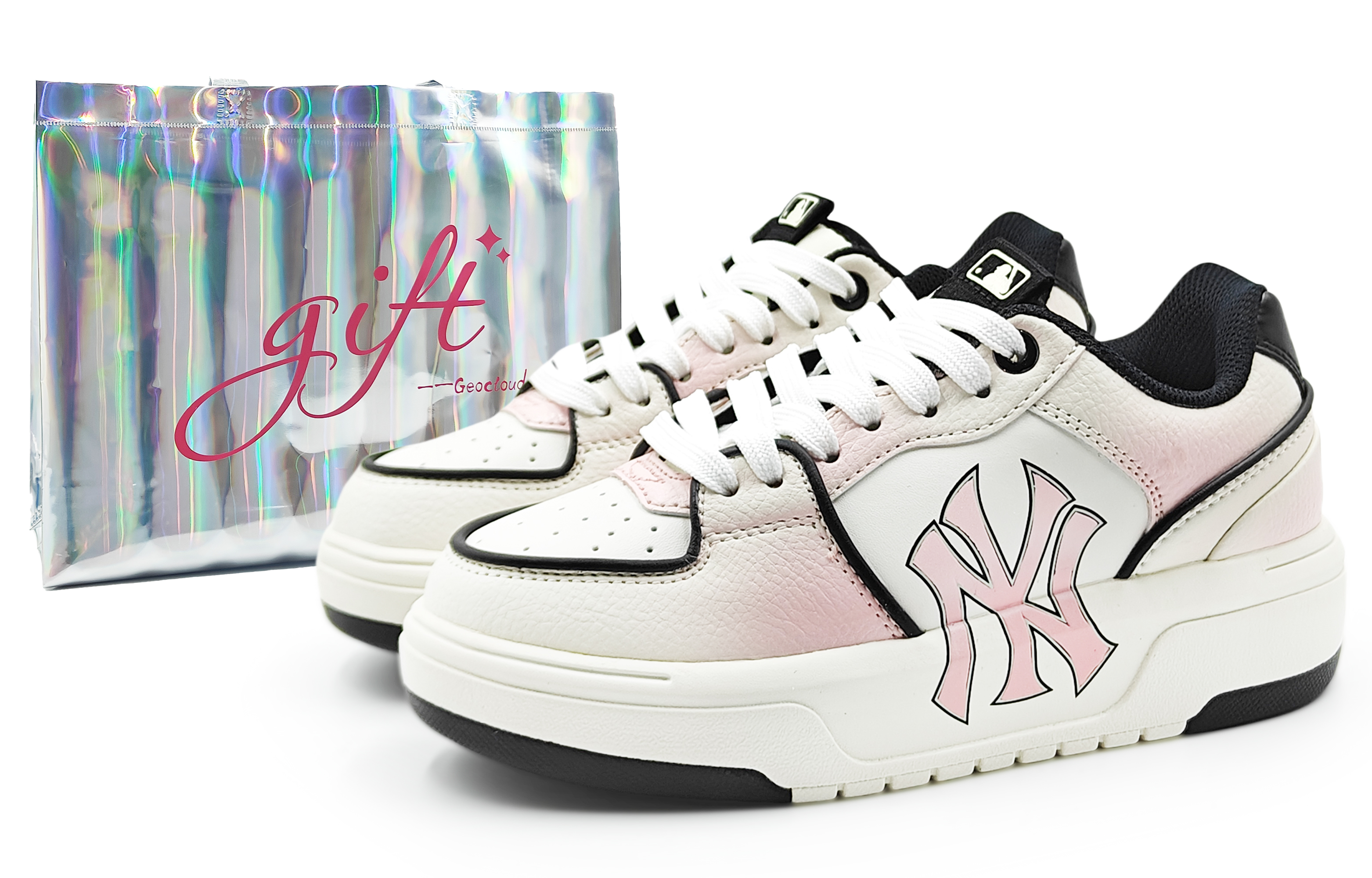 MLB Chunky Liner Abrasion Resistant Low top Skateboard Shoes Unisex Light Pink