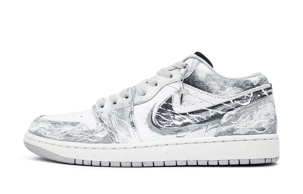 Jordan Air Jordan 1 Vibrant Gray Abrasion Resistant Low top Vintage Basketball Shoes Unisex Agate Gray