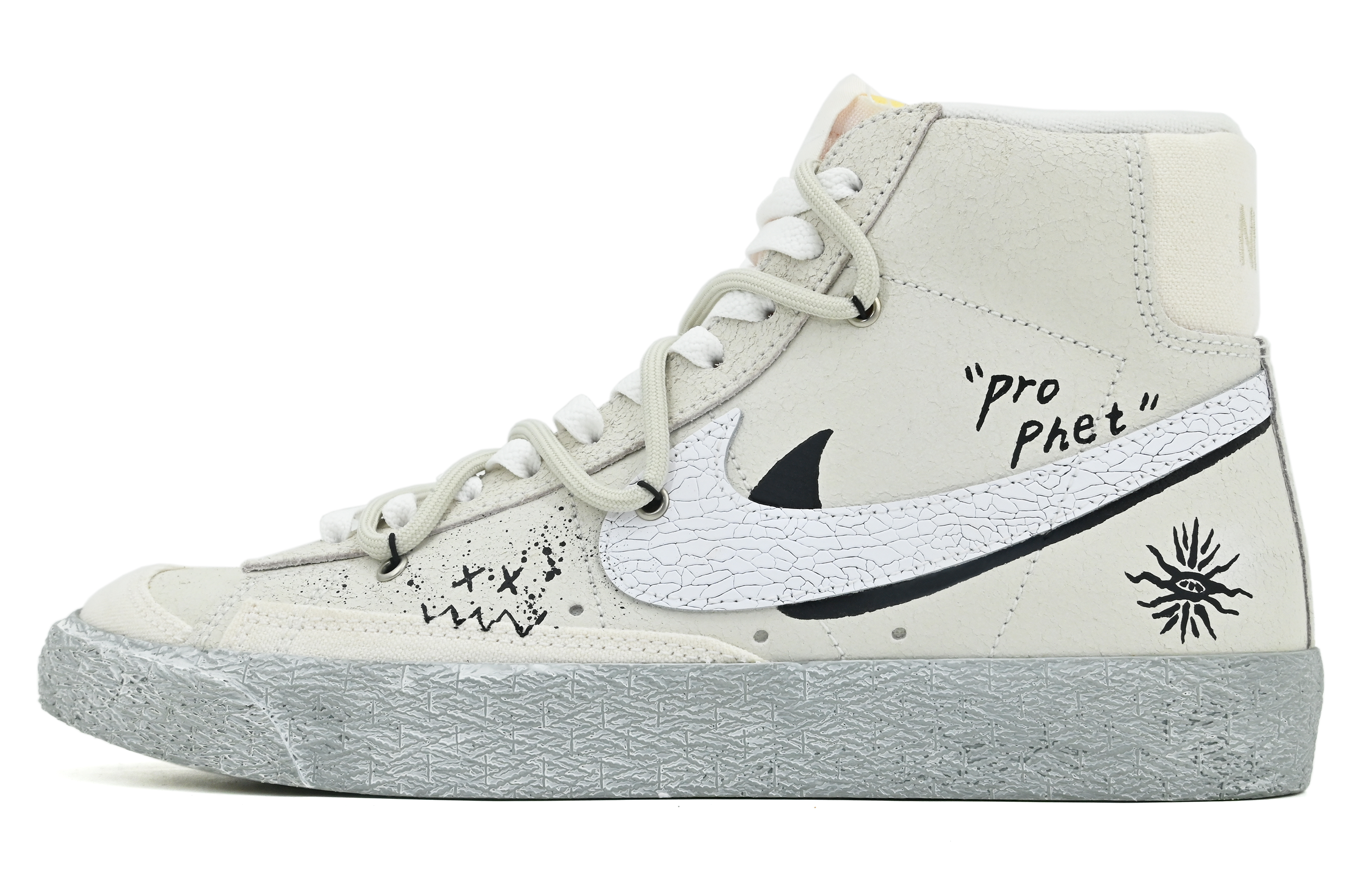 Nike Blazer 77 EMB Anti-Slip Wear-Resistant Mid-Top Skateboard Shoes Men's Beige