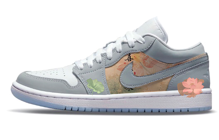 JORDAN Air JORDAN 1 Vintage Basketball Shoes Women's Low Top Gray/White