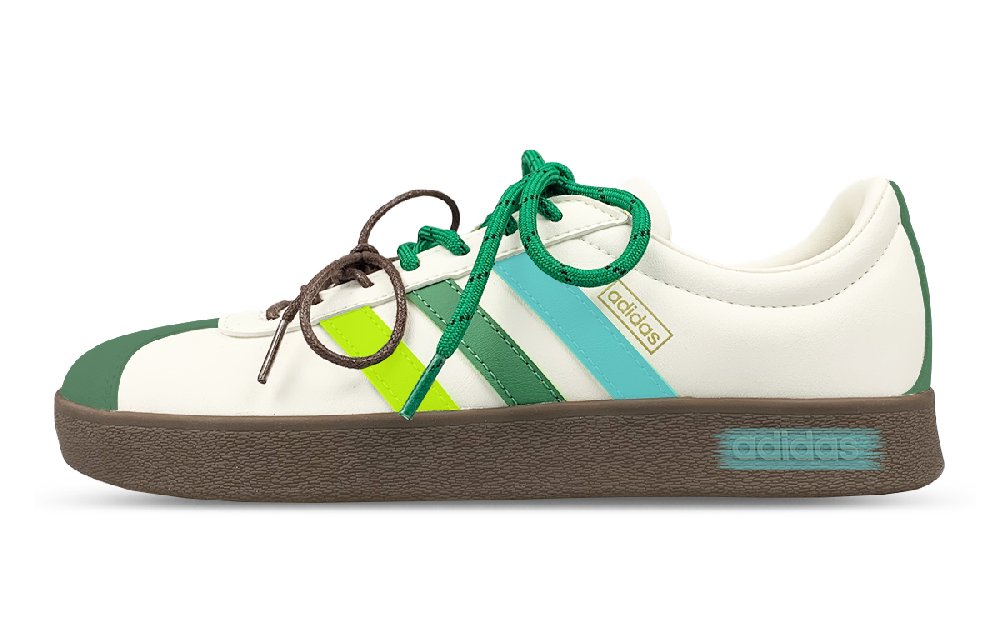 Adidas VL COURT 2.0 Abrasion Resistant Breathable Low Top Skateboard Shoes Unisex White Green