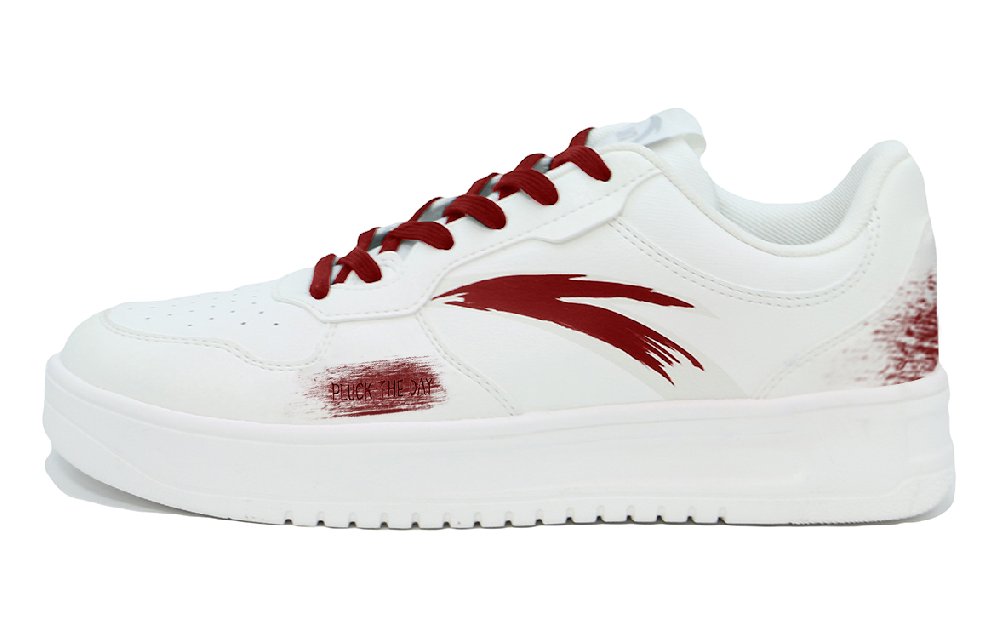Anta Relaxed Anti Slip Wear Resistant Low Top Skateboard Shoes Unisex Red
