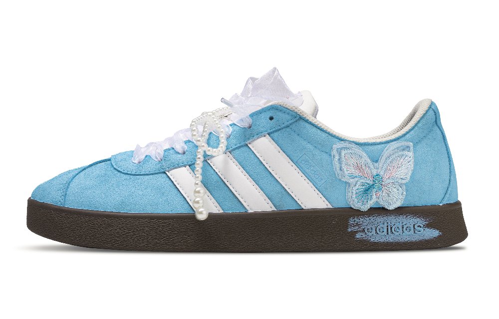 Adidas VL Court 2.0 Skateboard Shoes Unisex Low top Blue With White Lettering