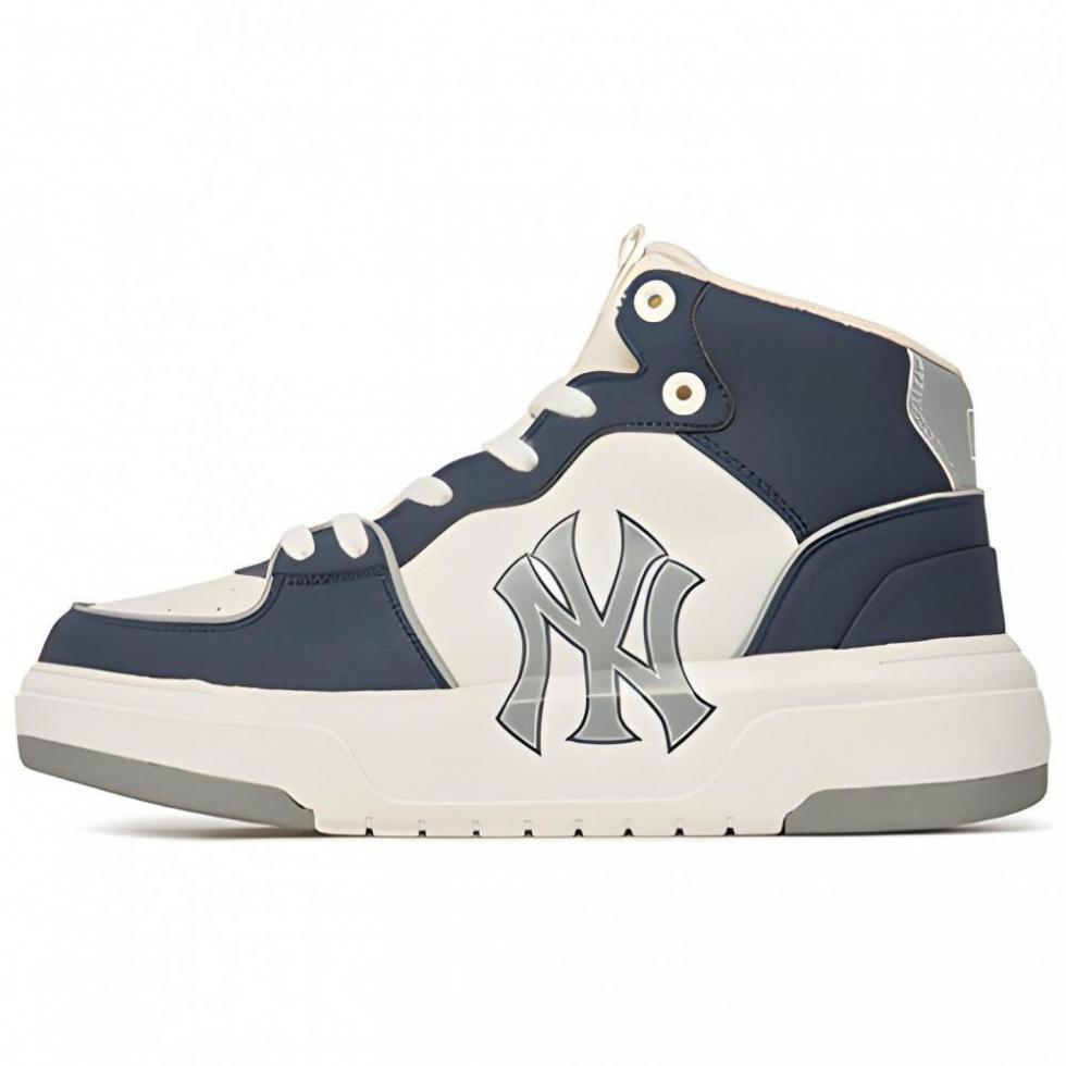 MLB Chunky Liner Slip-Resistant Cushioning Wear-Resistant Lightweight High-Top Skateboard Shoes Unisex Marine Blue
