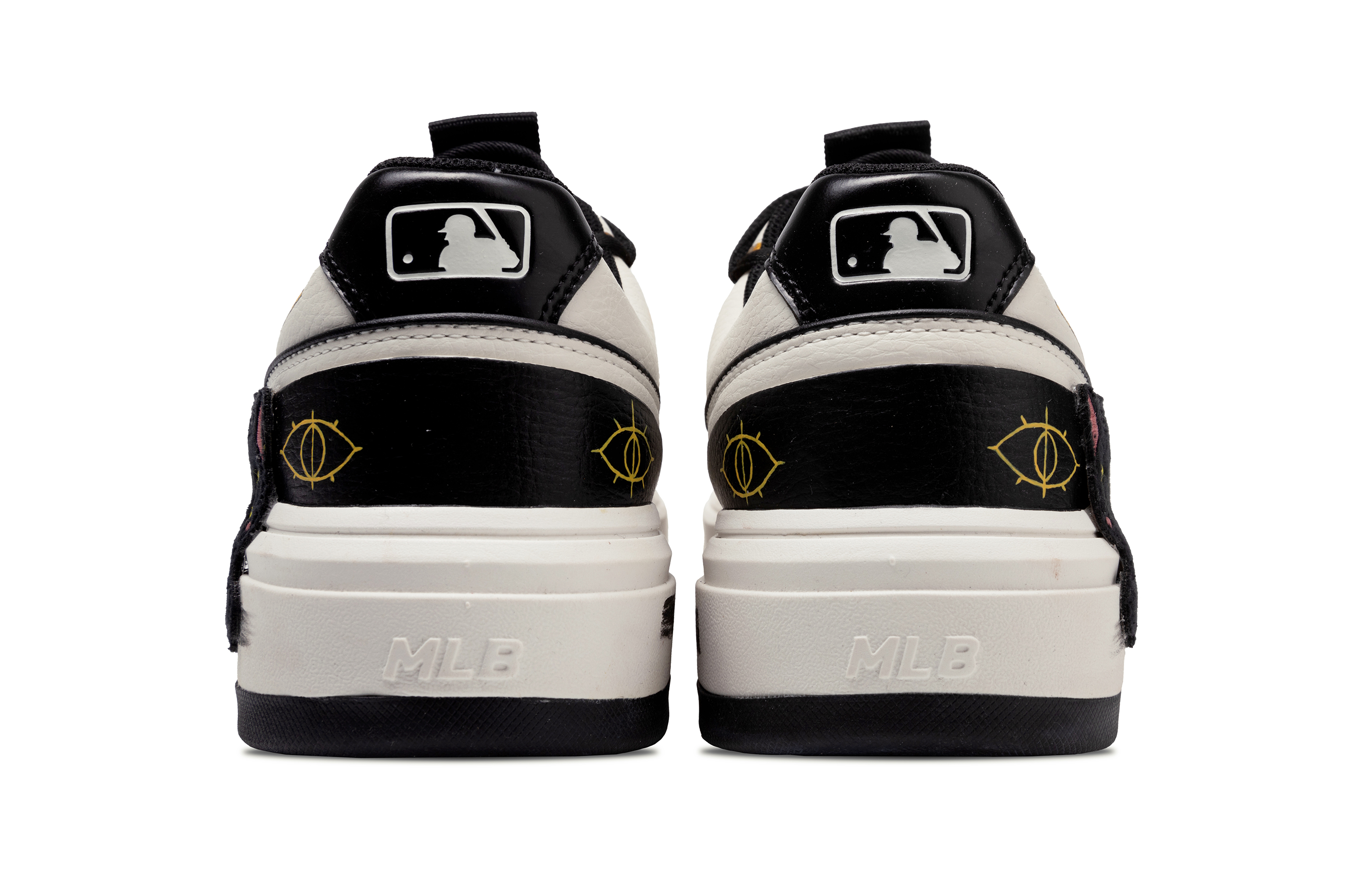MLB Chunky Liner Anti-Slip Wear-Resistant Low-Top Skateboard Shoes Unisex Black White