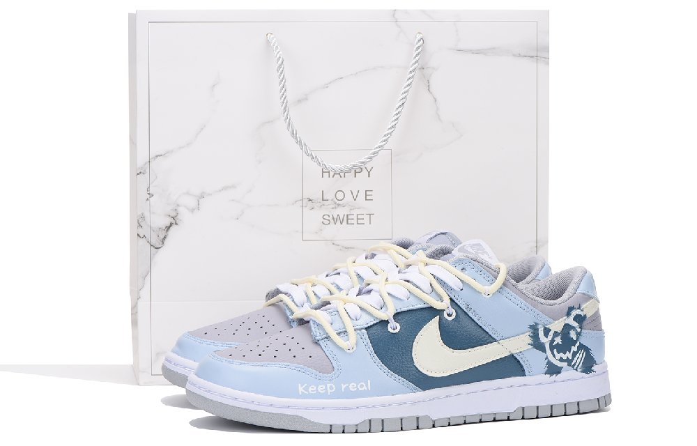 Nike Dunk Retro Slip-Resistant Coverage Low-Top Skateboard Shoes Men's Blue Gray